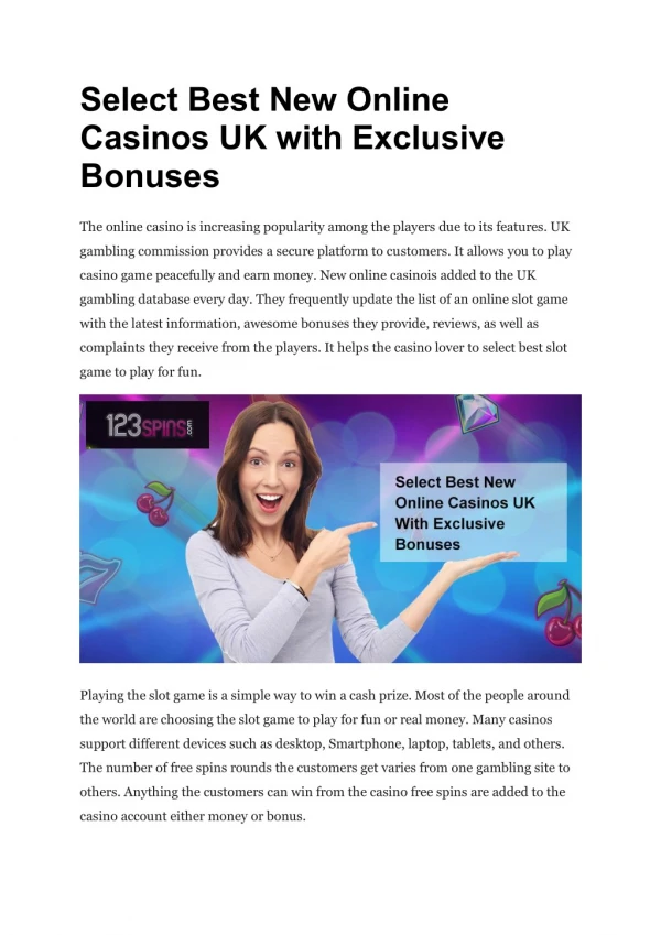 Select Best New Online Casinos UK with Exclusive Bonuses