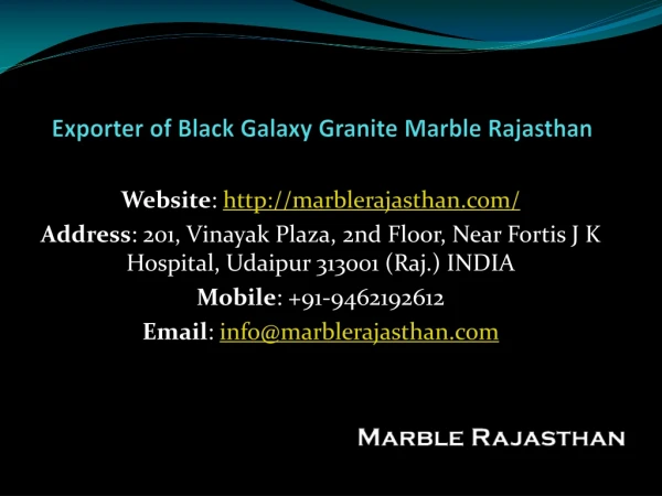Exporter of Black Galaxy Granite Marble Rajasthan