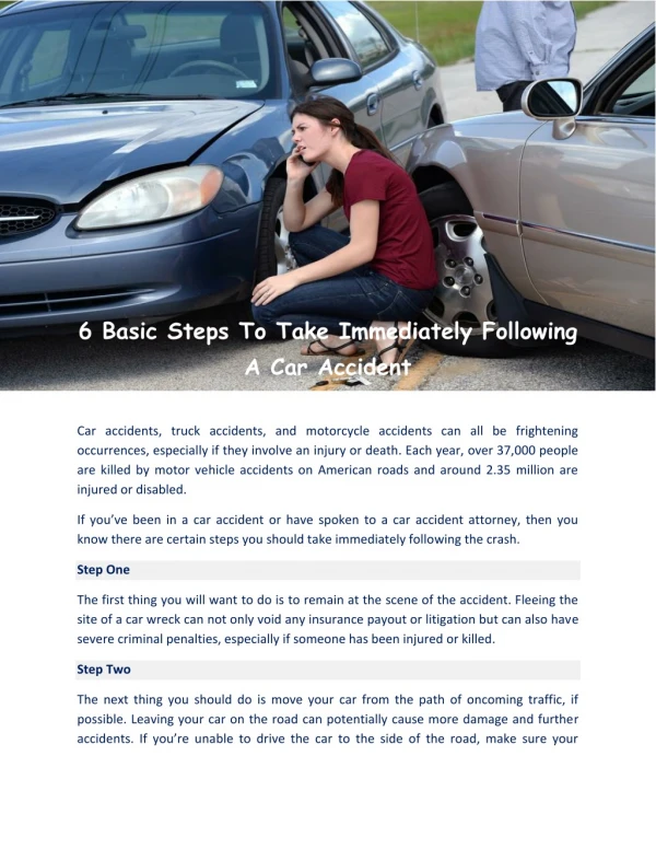 6 Basic Steps to Take Immediately Following a Car Accident