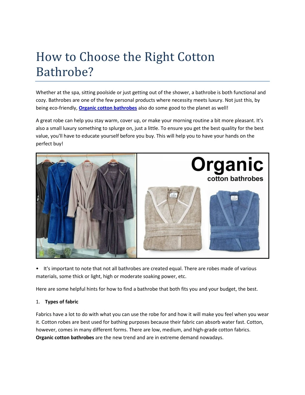 how to choose the right cotton bathrobe