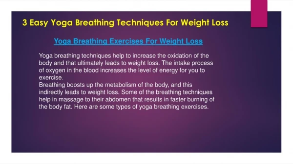 3 Easy Yoga Breathing Techniques For Weight Loss