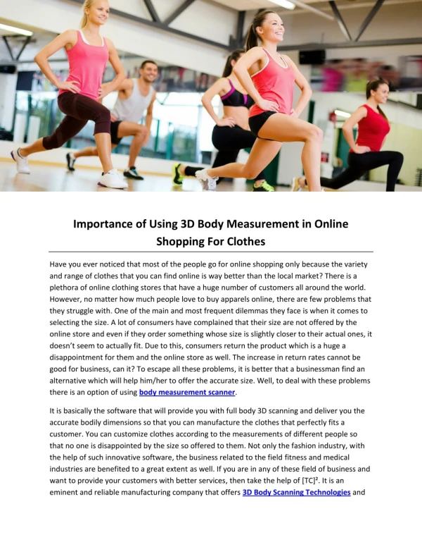 Importance of Using 3D Body Measurement in Online Shopping For Clothes