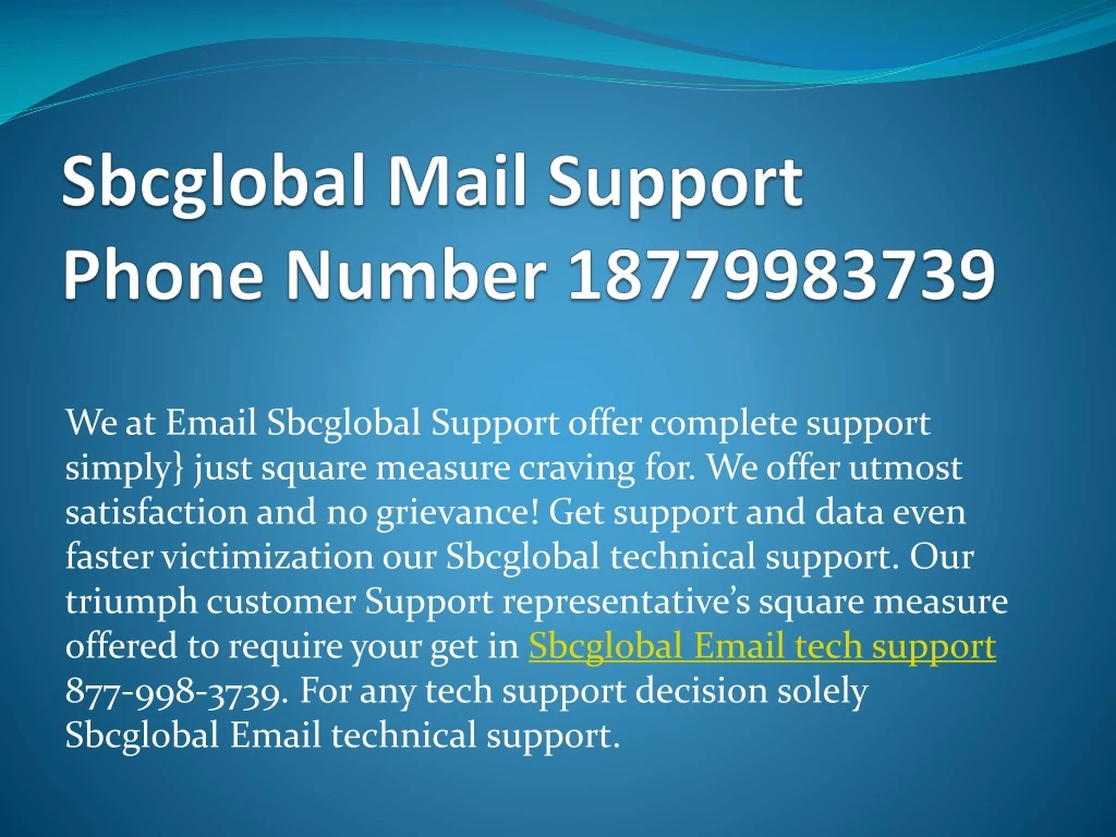 sbcglobal mail support phone number 18779983739