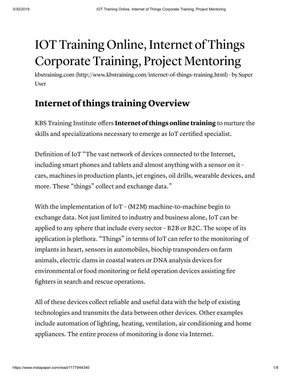 Learn IOT Training Online Tutorials For Free