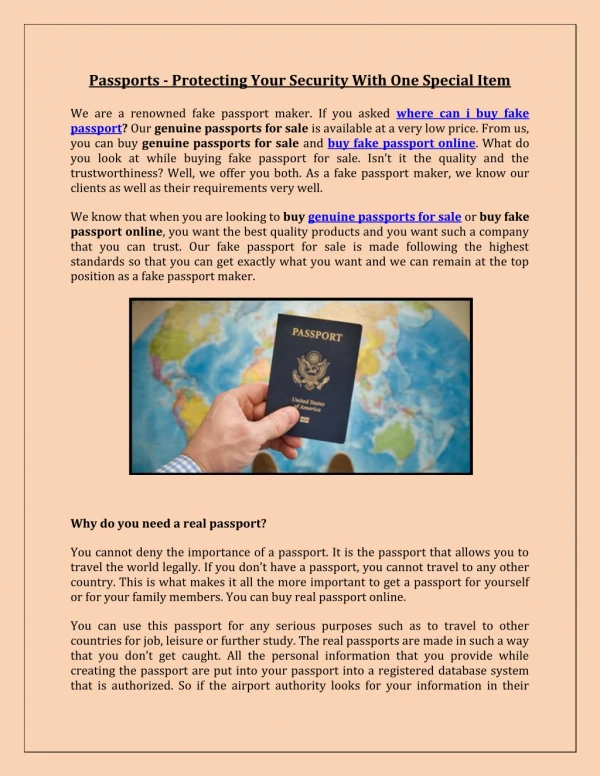 Passports - Protecting Your Security With One Special Item