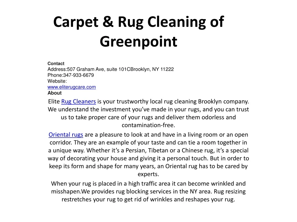 carpet rug cleaning of greenpoint
