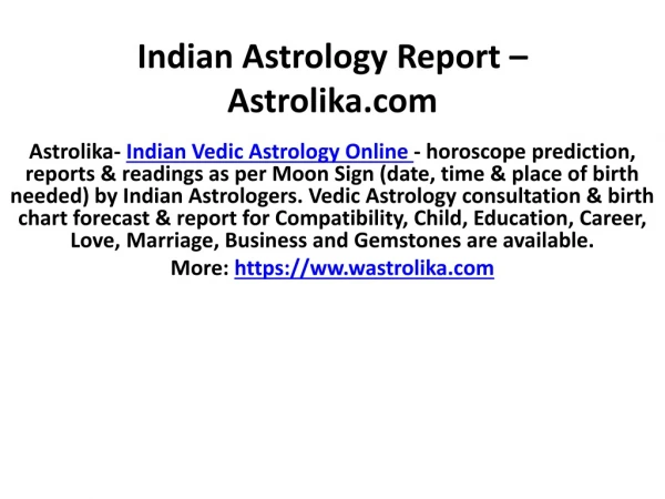 Vedic Astrology Reading -Astrolika.com