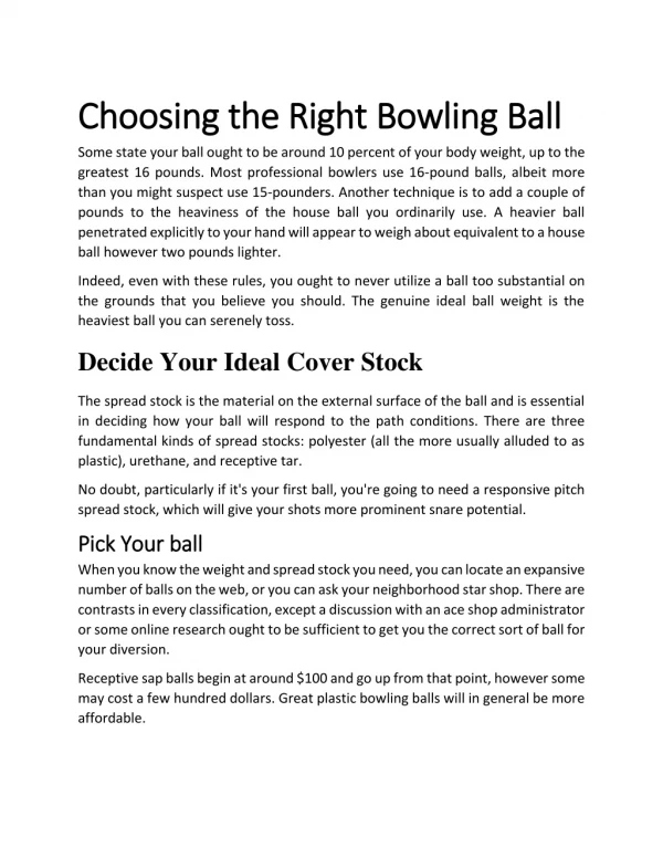 Choosing the Right Bowling Ball
