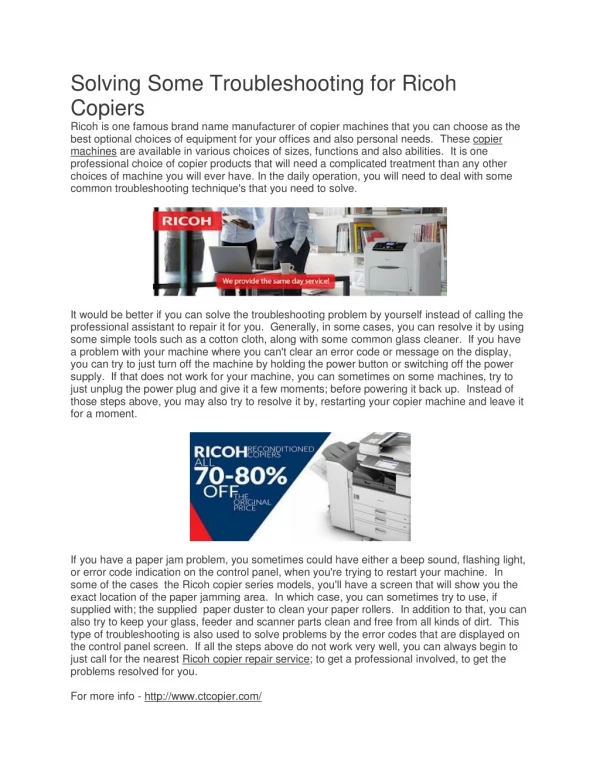 Look At Xerox Printers And Copiers by Ctcopier