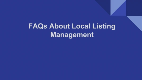 FAQs About Local Listing Management