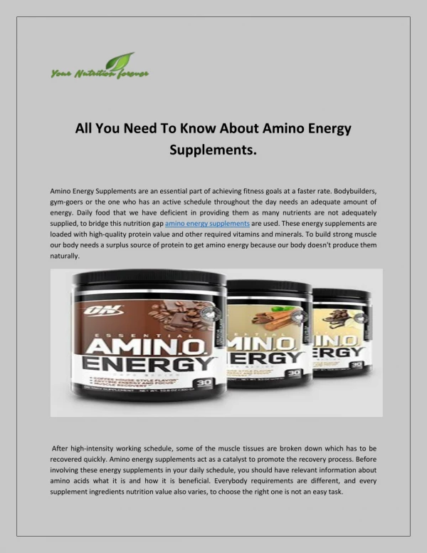 All You Need To Know About Amino Energy Supplements