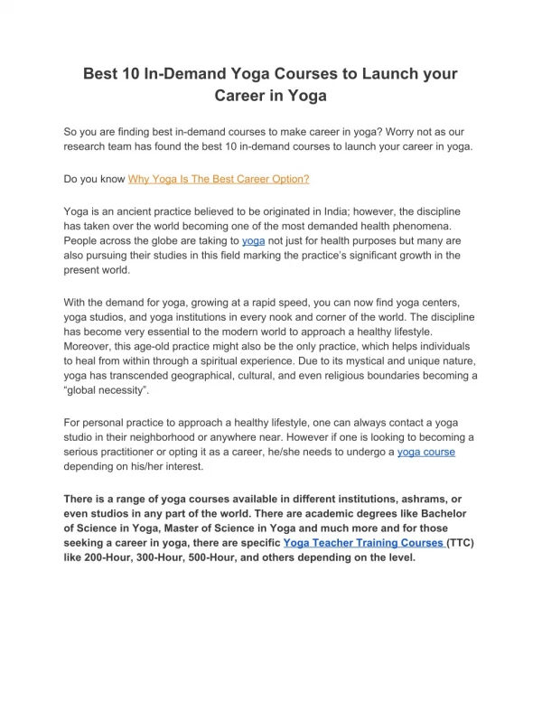 BEST 10 IN-DEMAND YOGA COURSES TO LAUNCH YOUR CAREER IN YOGA