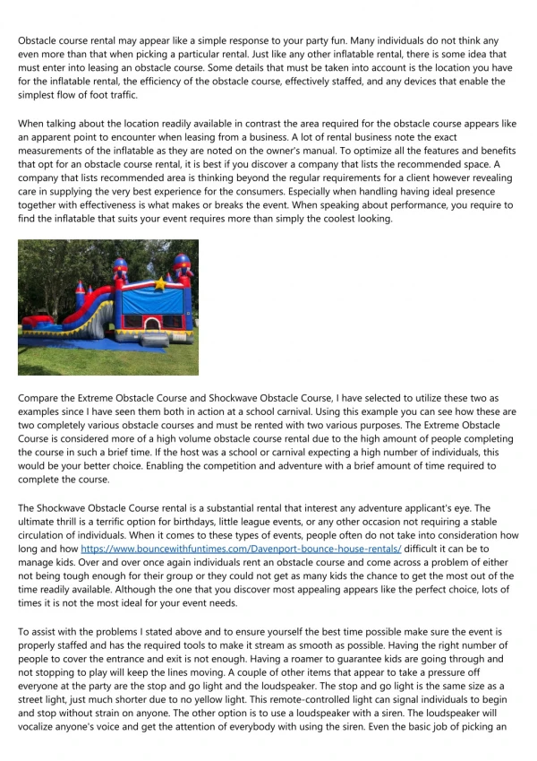 Inflatable Obstacle Course Rental - Add Enjoyment to Your Occasion