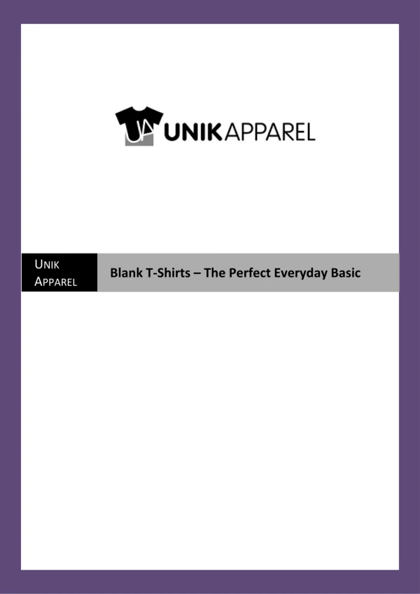 Blank T-Shirts – The Perfect Everyday Basic