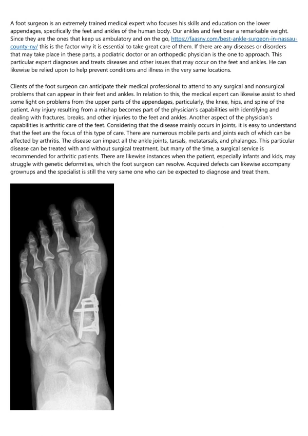 The Foot Surgeon Abilities on the Body