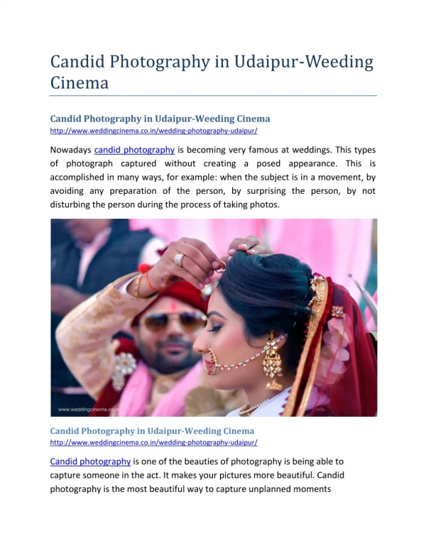 Candid Photography in Udaipur-Weeding Cinema