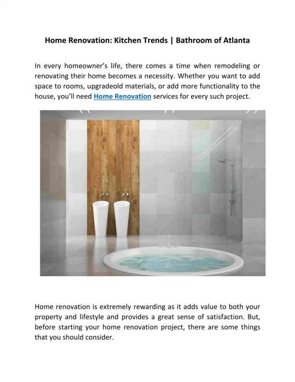Home Renovation: Kitchen Trends | Bathroom of Atlanta