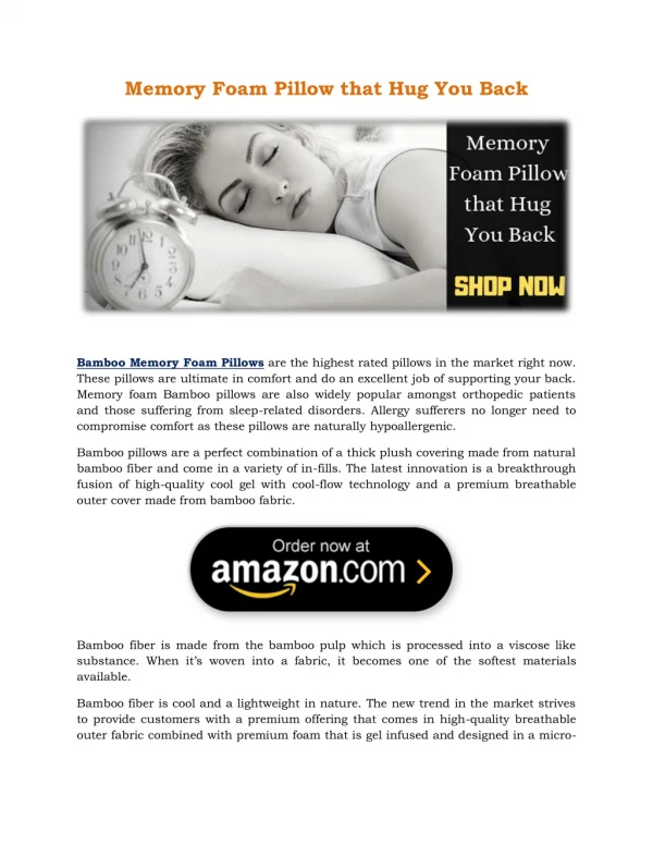 Memory Foam Pillow that Hug You Back