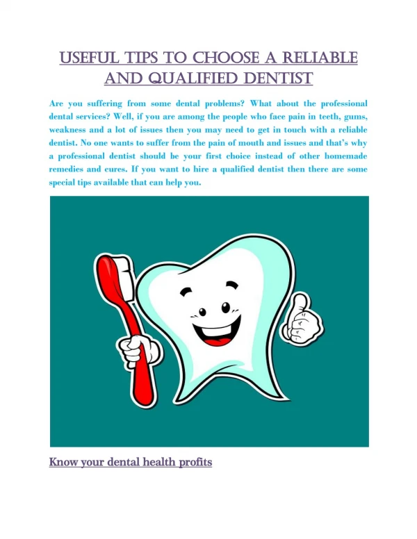 Useful tips to choose a reliable and qualified dentist