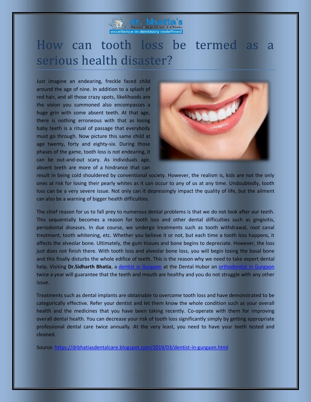 how can tooth loss be termed as a serious health