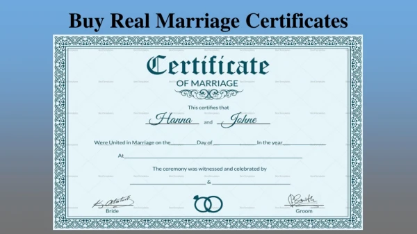 Buy Real Marriage Certificates Without any hassle! | Citizenship Documents