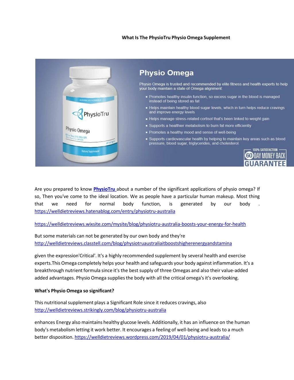 what is the physiotru physio omega supplement