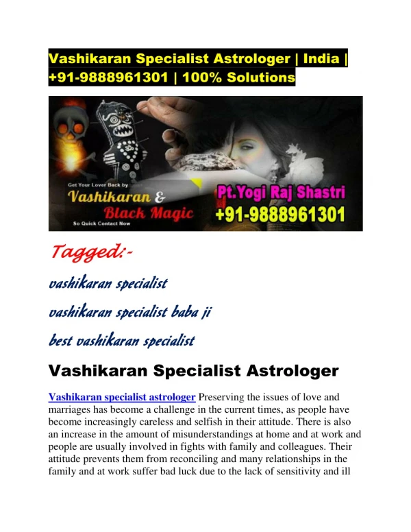 vashikaran specialist astrologer