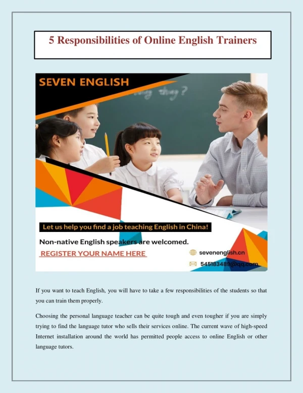 5 Responsibilities of Online English Trainers