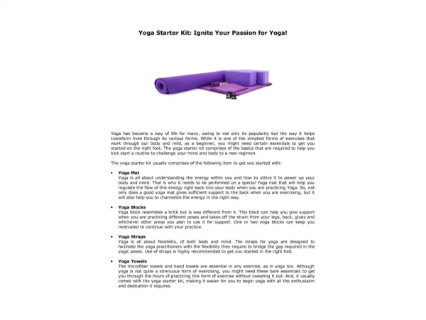 Yoga Starter Kit: Ignite Your Passion for Yoga!