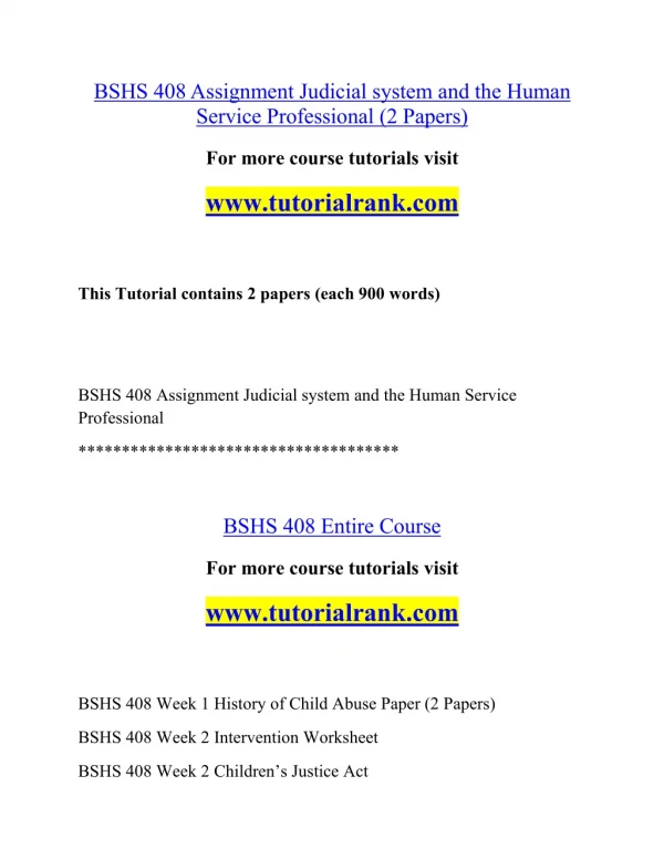 BSHS 408 Inspiring Innovation- tutorialrank.com