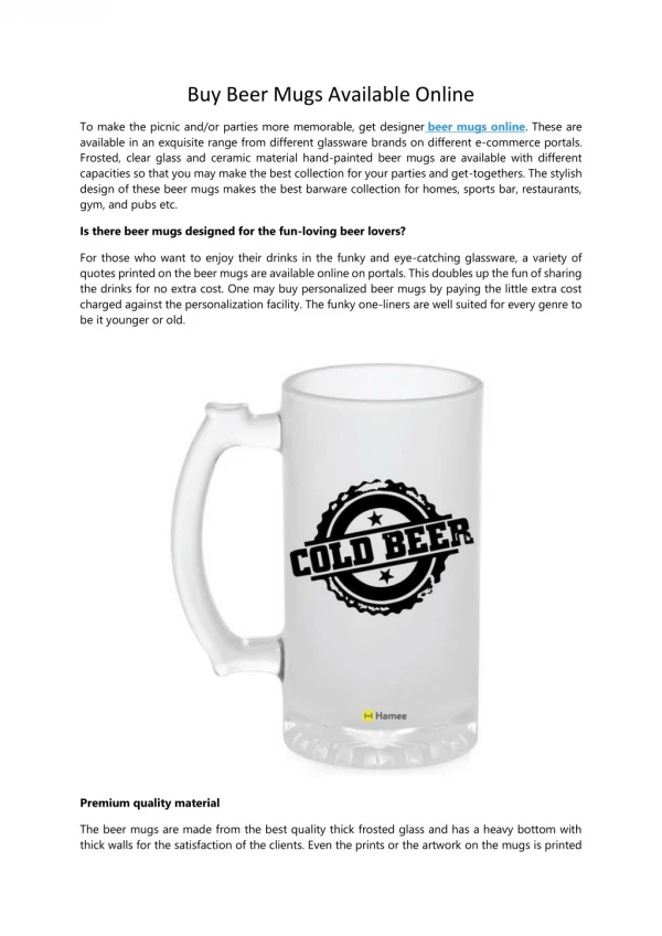 Customized Beer Mugs For You