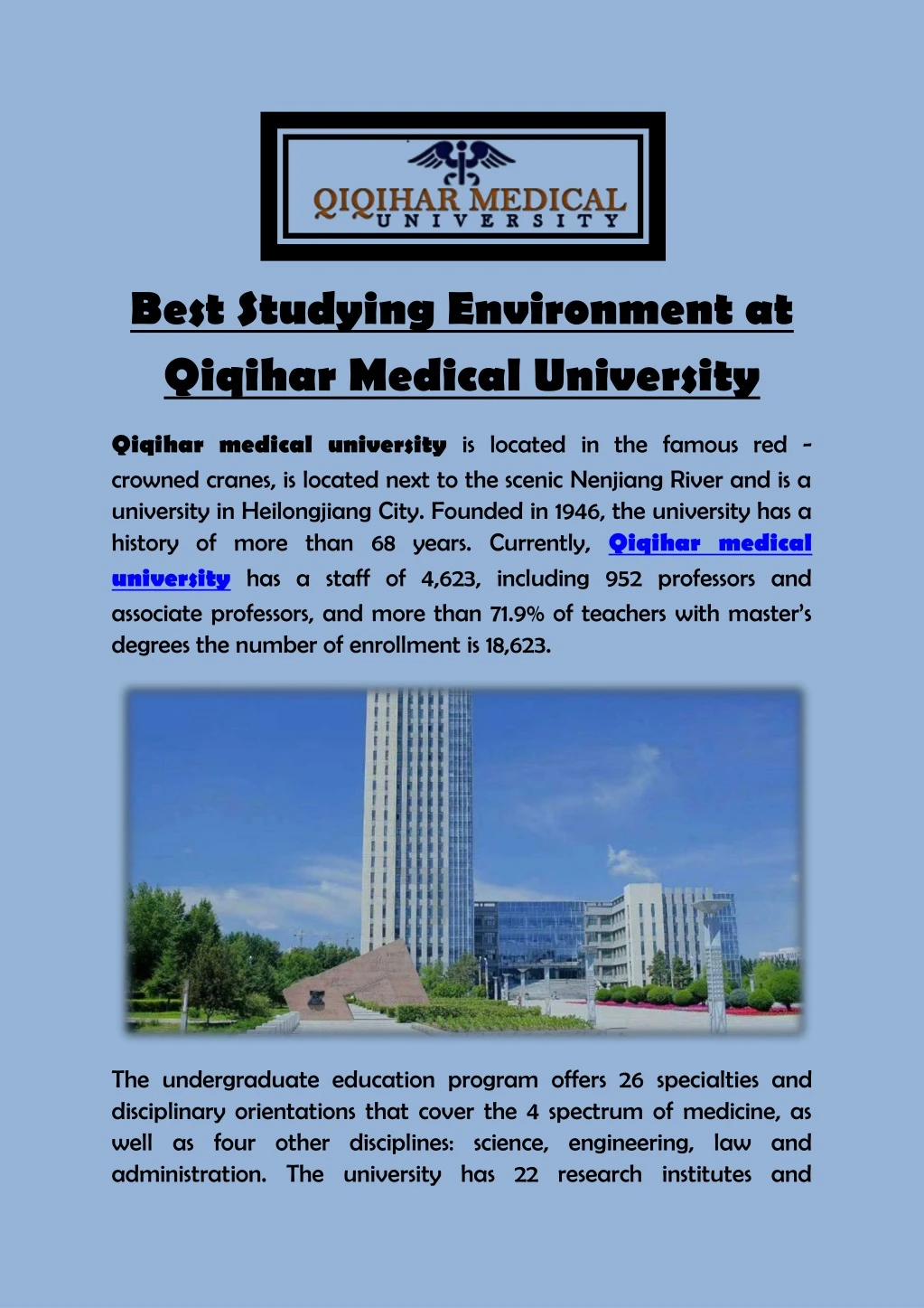 best studying environment at qiqihar medical