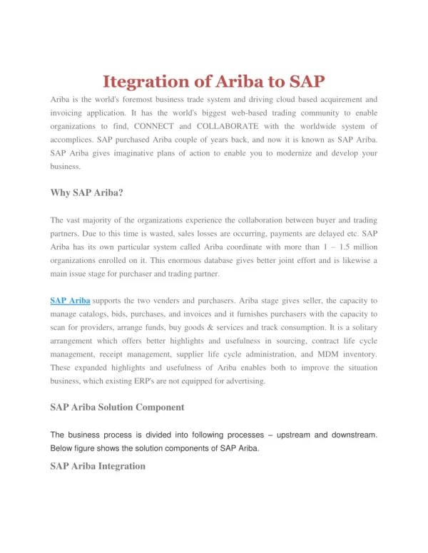 SAP Ariba Training PDF | SAP Ariba Training Material