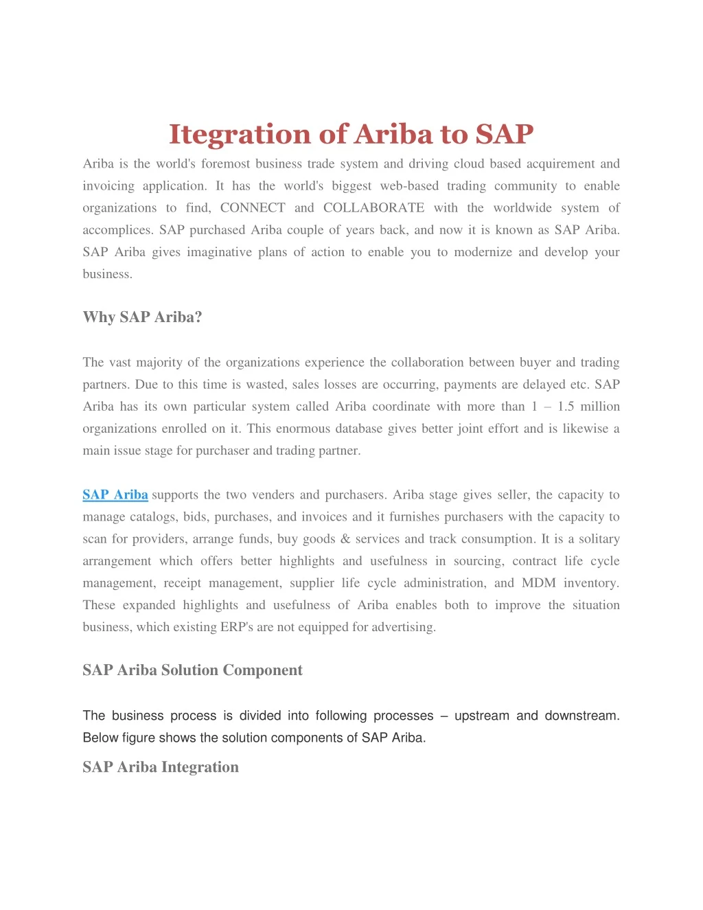 itegration of ariba to sap ariba is the world