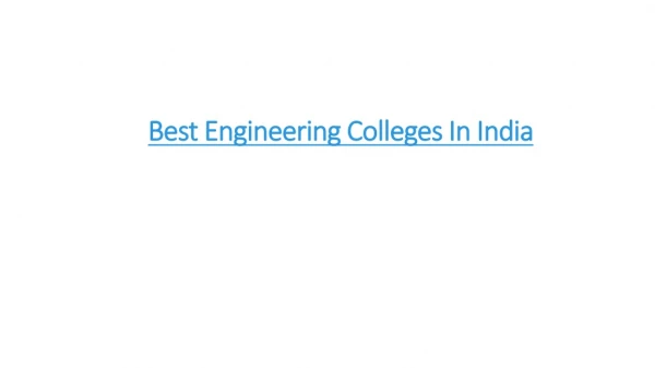 Best Engineering Colleges In India