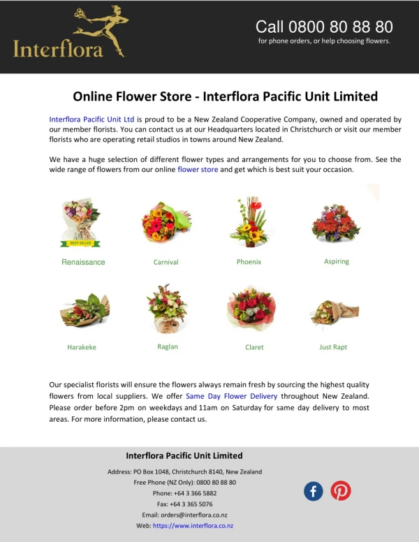Online Flower Store - Interflora Pacific Unit Limited