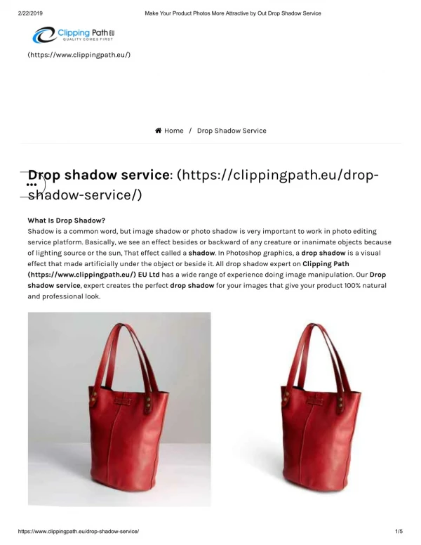 Drop shadow service - Clipping Path EU