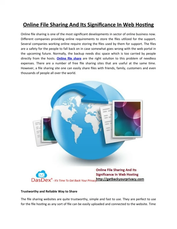 Online File Sharing And Its Significance In Web Hosting