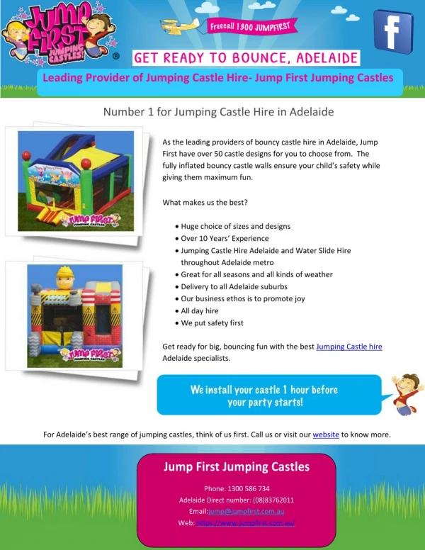Leading Provider of Jumping Castle Hire- Jump First Jumping Castles