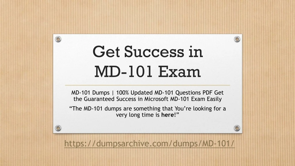 get success in md 101 exam