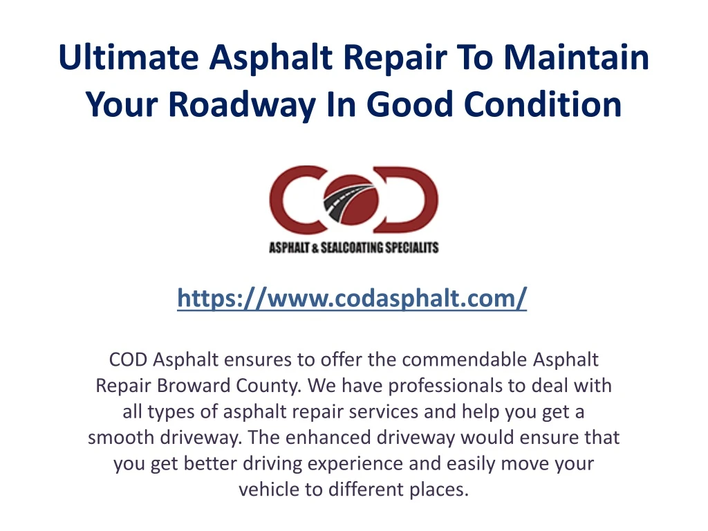 ultimate asphalt repair to maintain your roadway in good condition