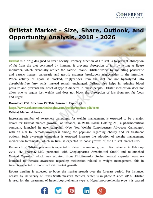 Orlistat Market Poised for Strengthen Growth in Healthcare Sector By 2026