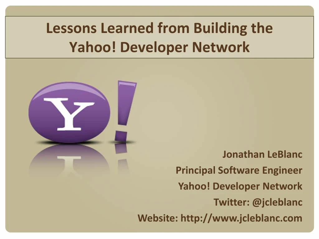 lessons learned from building the yahoo developer