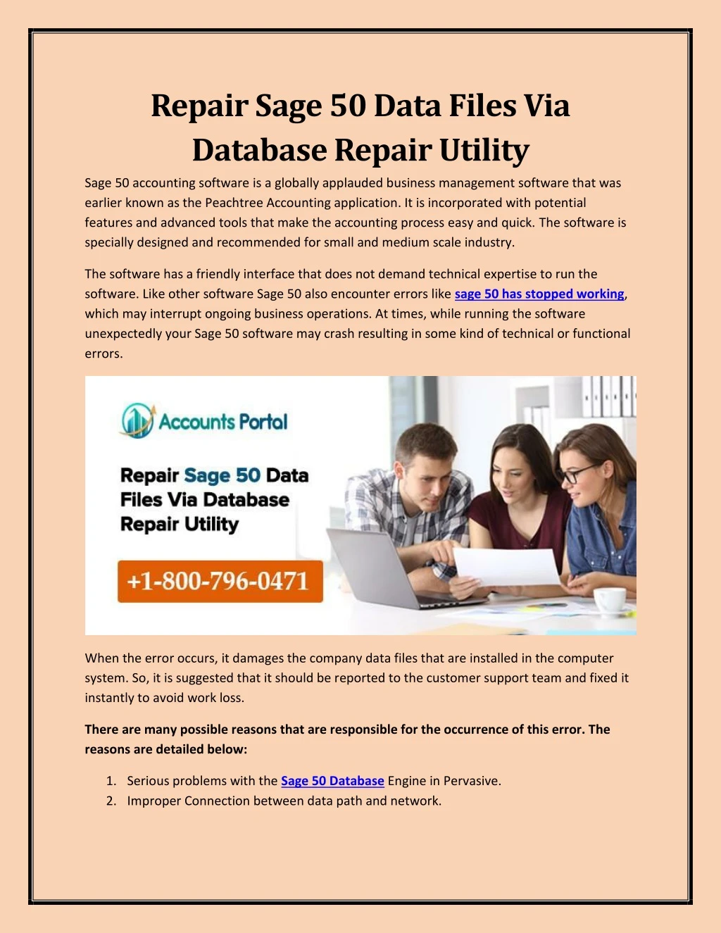 repair sage 50 data files via database repair