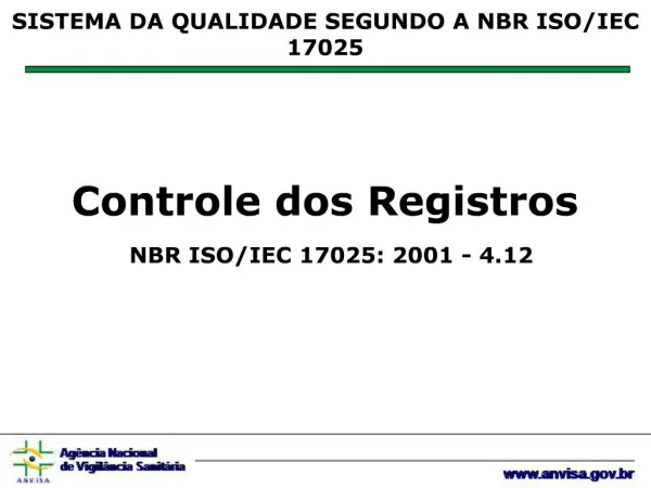 Controle dos Registros NBR ISO