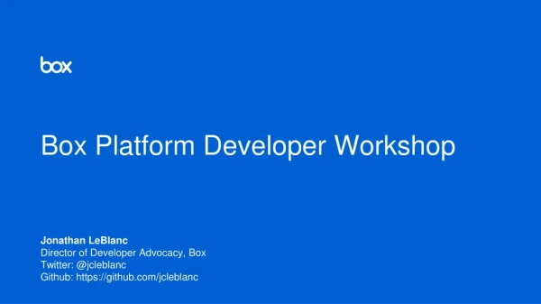 Box Platform Developer Workshop