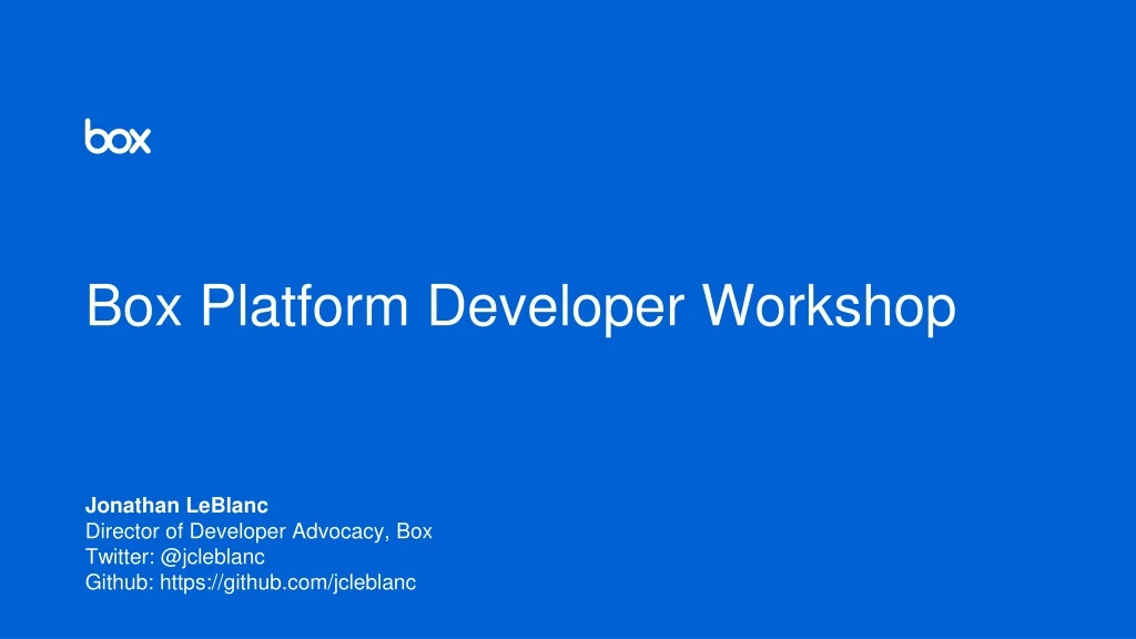 box platform developer workshop