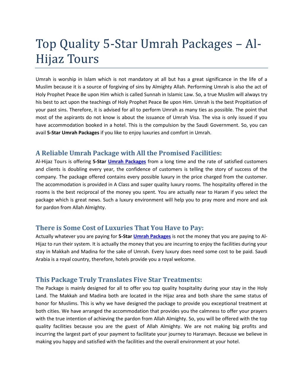 top quality 5 star umrah packages al hijaz tours