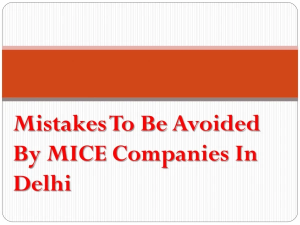 MICE Companies In Delhi NCR India