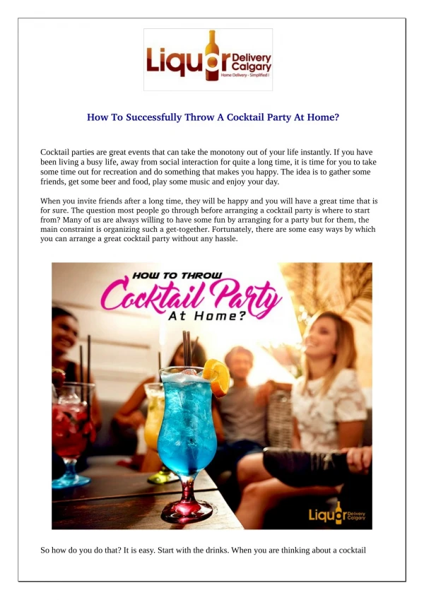 How To Successfully Throw A Cocktail Party At Home?